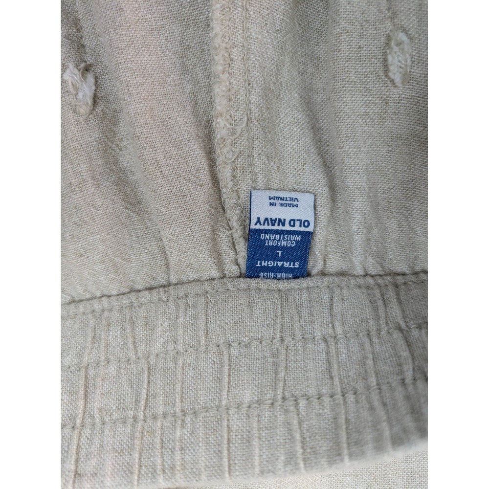 Coastal Linen Blend Straight Leg Pants Women Large Beige High Rise Comfort Waist - Picture 6 of 8